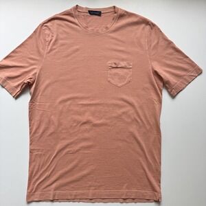 Thom Sweeney Pocket Crew Neck T Shirt Mens XL Made in Italy Faded Orange Tee